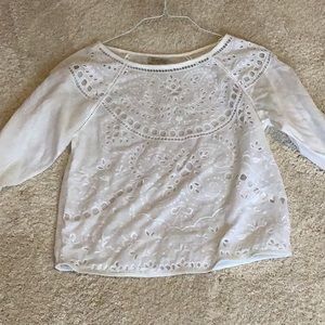 Lucky Brand white eyelet pullover blouse. Size S